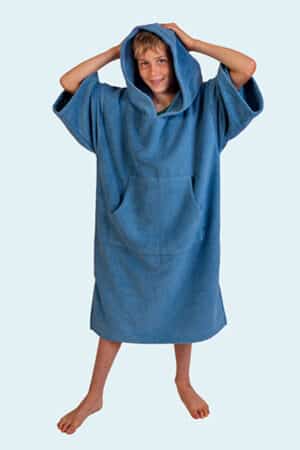 Youth Blue Whale colour surf poncho with hood
